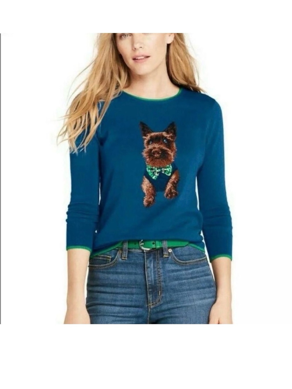Lands’ End Dapper Dog Scottish Terrier Supima Cotton Sweater Sz Lg P 14-16